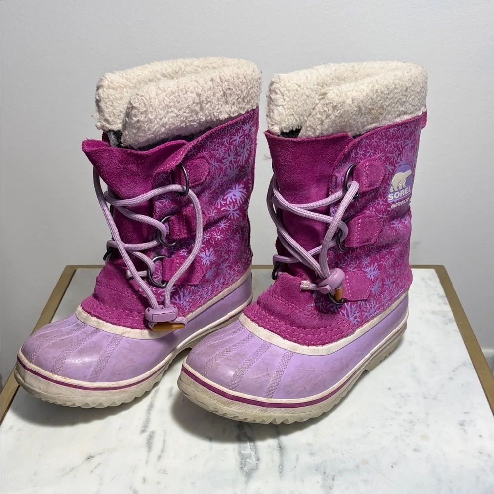 Sorel Girls Snowflake Insulated Fuchsia and Lavender Snow Boots
